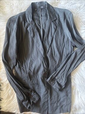 Eileen Fisher Dark Gray Single-Button Blazer